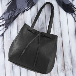 TORBA SHOPPER SKÓRZANA CZARNA DAMSKA NA RAMIĘ PAOLO PERUZZI IN-64-BL