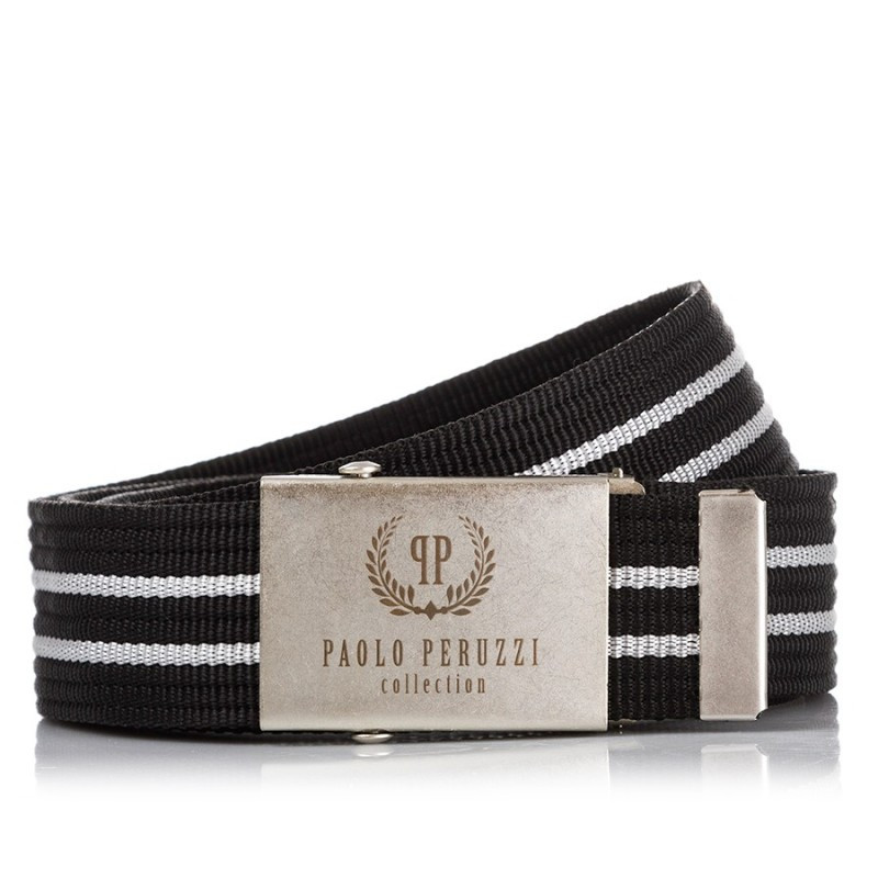 CZARNY PARCIANY MĘSKI PASEK PAOLO PERUZZI PW-03-105 CM