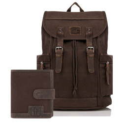 ZESTAW UPOMINKOWY DLA NIEGO ZUP-22-BR PLECAK T-19-BR  PORTFEL T-04-BR VINTAGE