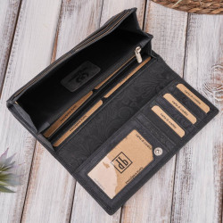 PORTFEL SKÓRZANY DAMSKI W KWIATY VINTAGE RFID PAOLO PERUZZI T-25-BL