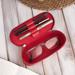 SKÓRZANE ETUI NA OKULARY PIÓRNIK CZERWONY PAOLO PERUZZI T-82-RD
